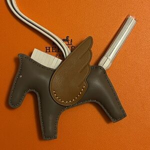 Tan and Brown Leather Horse Pegasus Bag Charm